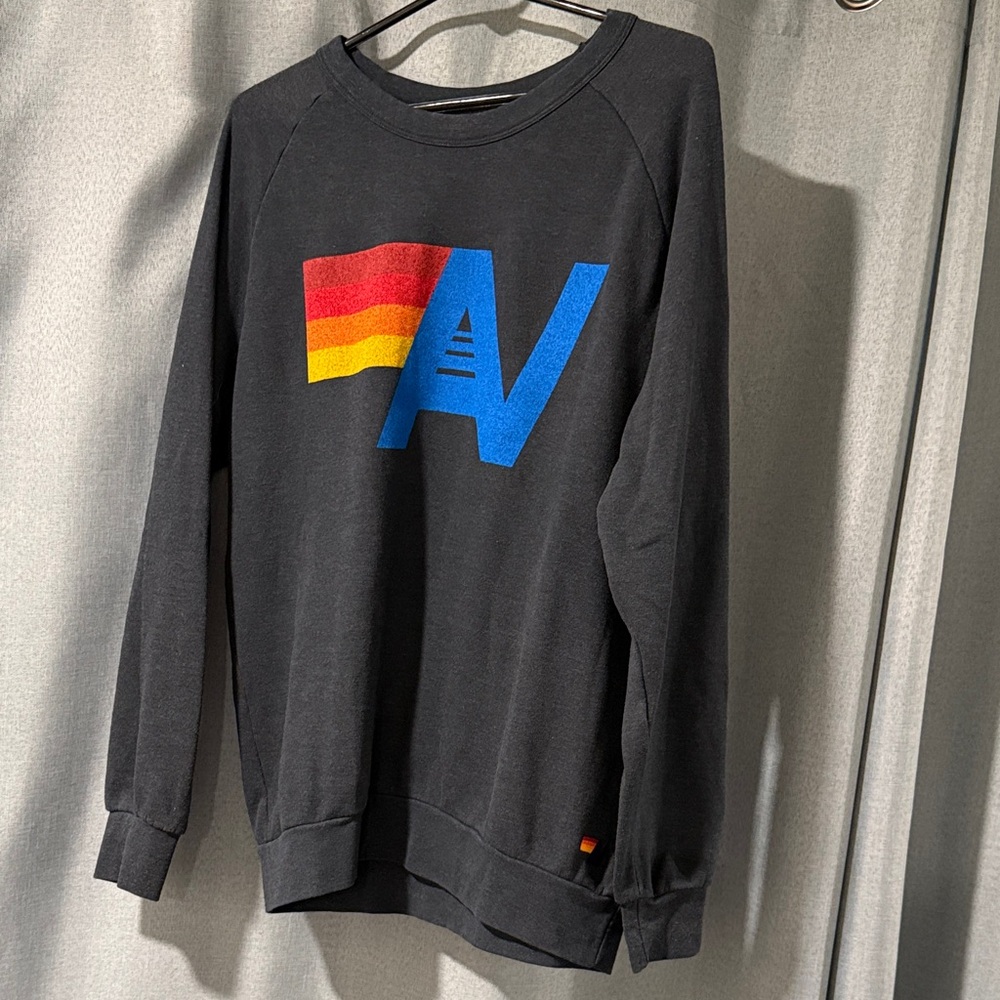 Aviator Nation Logo Charcoal Crew Sweater size Large